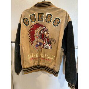 VINTAGE GUESS BEVERLY HILLS VARSITY  RARE BIG LOGO SZ L CONDITION BELOW
